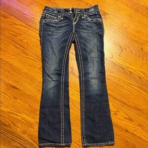 Rock Revival Bootcut Jeans Size 25 Dark Wash Thick Stitch